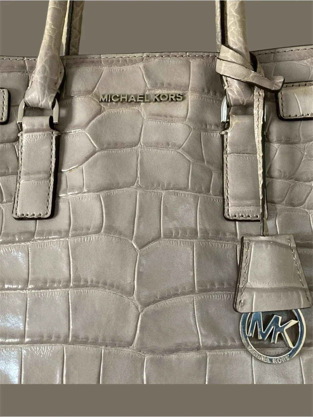 🤩MK💎Dillon Croc Satchel🖤luxury tote🖤MICHAEL KORS Tote work bag travel bag EUC - Picture 7 of 11
